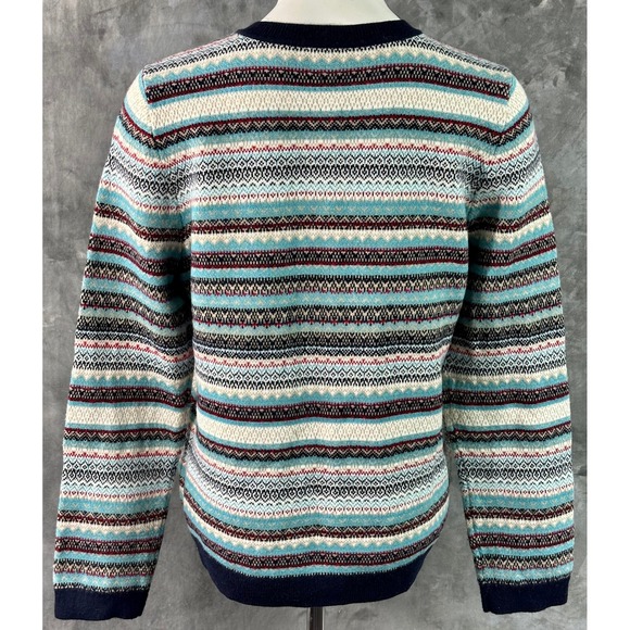 Talbot's Multi Colored Striped Lambswool Cardigan Sweater sz L (15906) - Picture 4 of 6